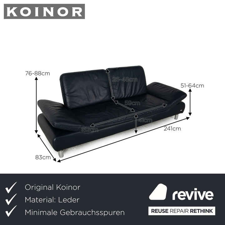 Koinor Rivoli Leder Dreisitzer Dunkelblau Sofa Couch Funktion