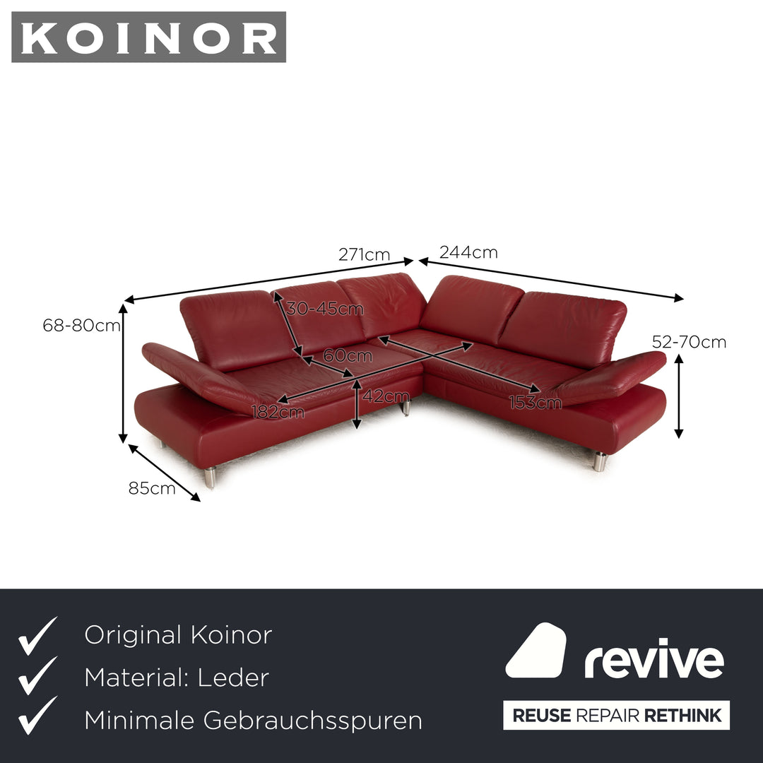Koinor Rivoli Leder Ecksofa Rot Recamiere Rechts manuelle Funktion