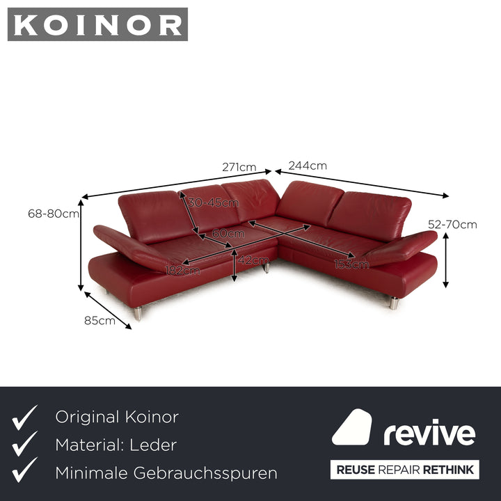 Koinor Rivoli Leder Ecksofa Rot Recamiere Rechts manuelle Funktion