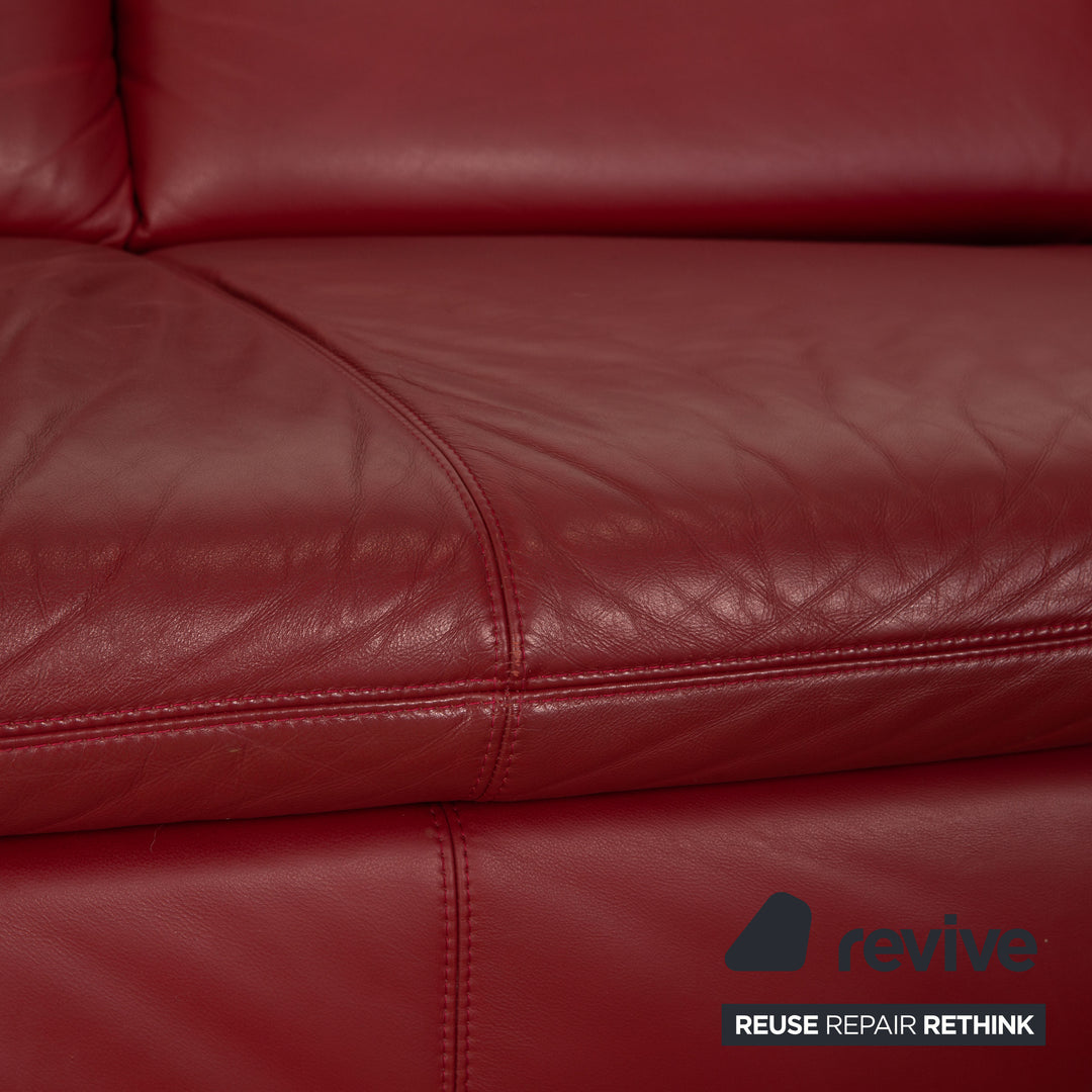 Koinor Rivoli Leder Ecksofa Rot Recamiere Rechts manuelle Funktion