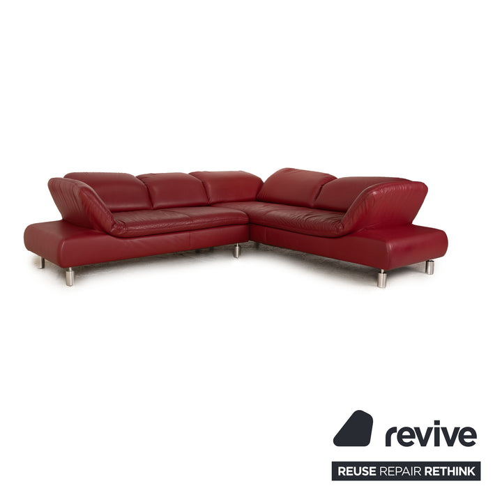 Koinor Rivoli Leder Ecksofa Rot Recamiere Rechts manuelle Funktion