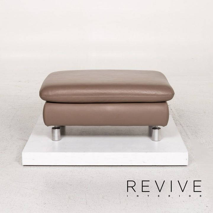 Koinor Rivoli Leder Hocker Graubeige Braun Ottoman #13404