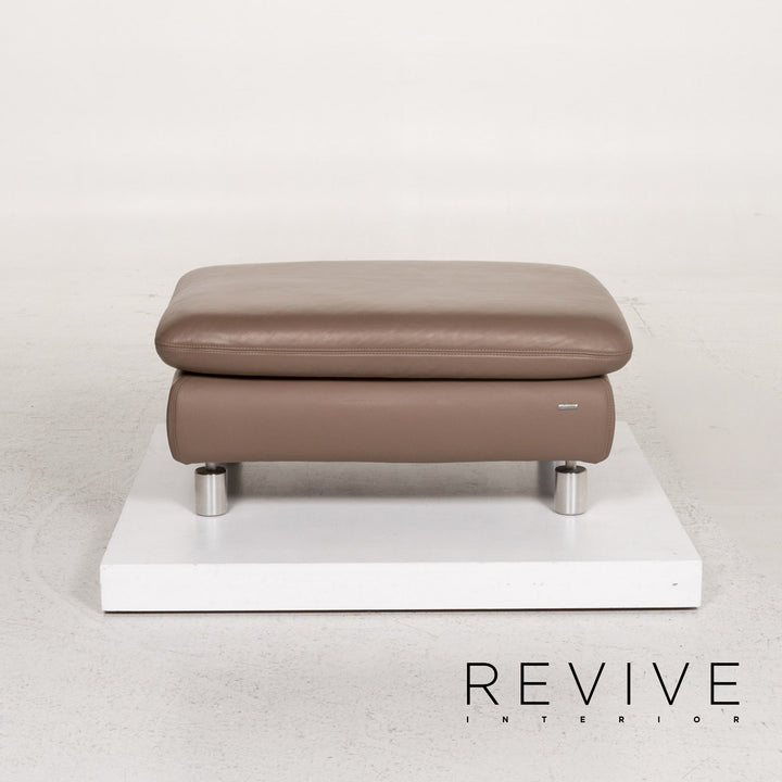 Koinor Rivoli Leder Hocker Graubeige Braun Ottoman #13404