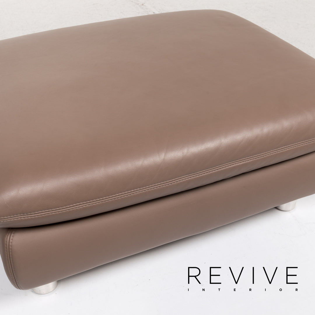 Koinor Rivoli Leder Hocker Graubeige Braun Ottoman #13404
