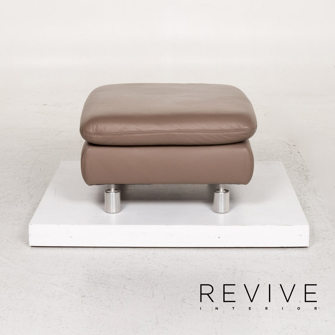 Koinor Rivoli Leder Hocker Graubeige Braun Ottoman #13404