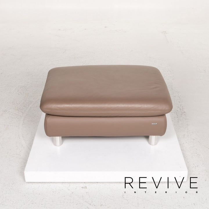 Koinor Rivoli Leder Hocker Graubeige Braun Ottoman #13404