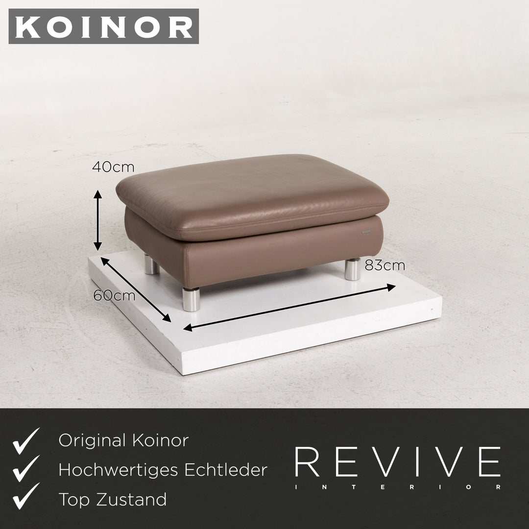 Koinor Rivoli Leder Hocker Graubeige Braun Ottoman #13404
