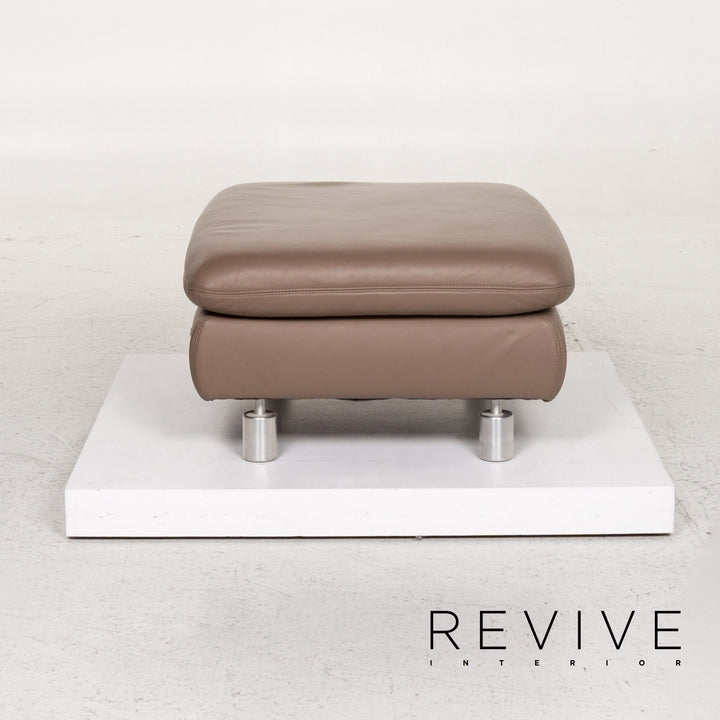 Koinor Rivoli Leder Hocker Graubeige Braun Ottoman #13404