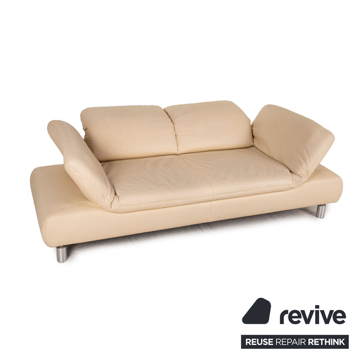 Koinor Rivoli Leder Sofa Creme Zweisitzer Couch Relaxfunktion