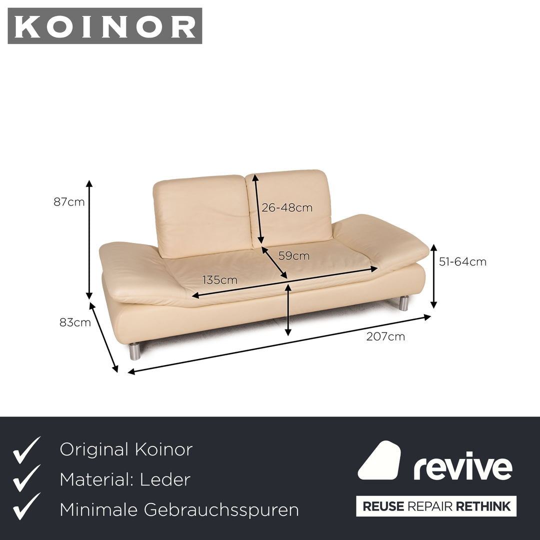 Koinor Rivoli Leder Sofa Creme Zweisitzer Couch Relaxfunktion