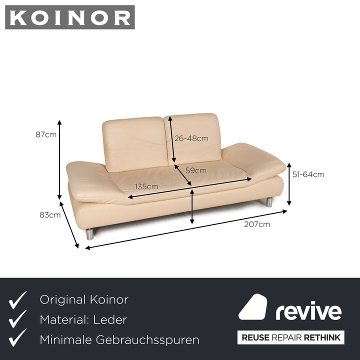 Koinor Rivoli Leder Sofa Creme Zweisitzer Couch Relaxfunktion