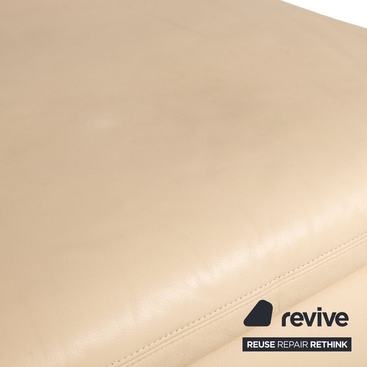 Koinor Rivoli Leder Sofa Garnitur Creme 1xZweisitzer 1xHocker Funktion