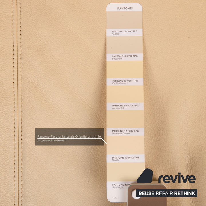 Koinor Rivoli Leder Sofa Garnitur Creme 1xZweisitzer 1xHocker Funktion