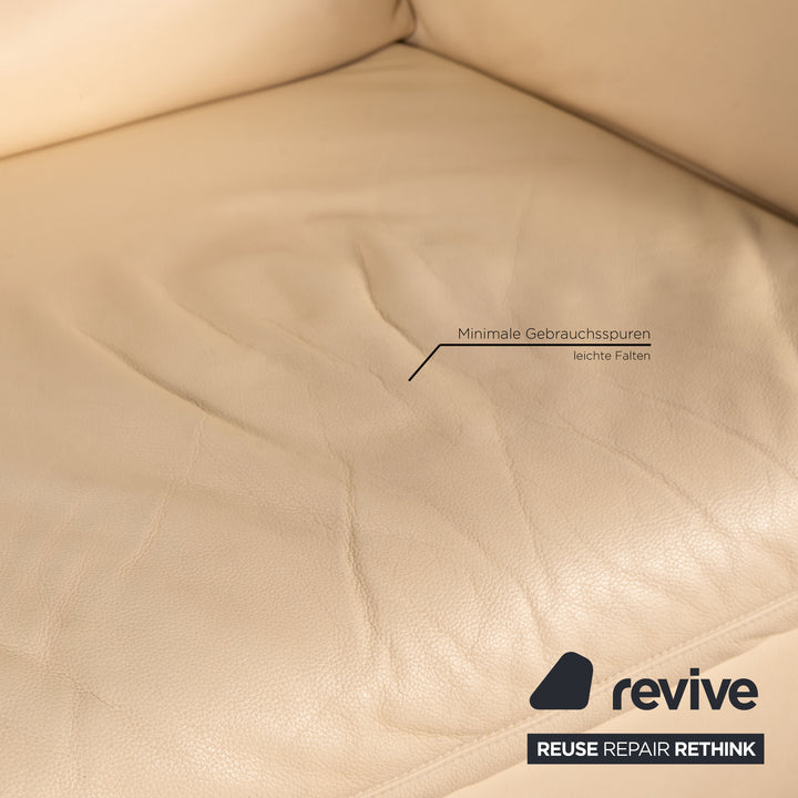 Koinor Rivoli Leder Sofa Garnitur Creme 1xZweisitzer 1xHocker Funktion