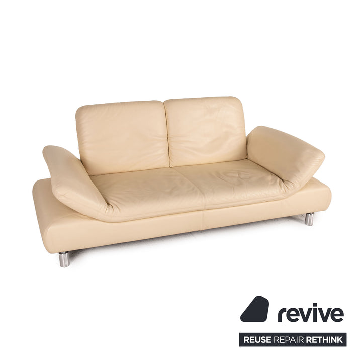 Koinor Rivoli Leder Sofa Garnitur Creme 1xZweisitzer 1xHocker Funktion