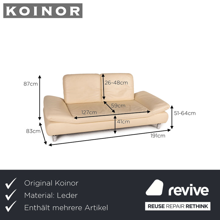 Koinor Rivoli Leder Sofa Garnitur Creme 1xZweisitzer 1xHocker Funktion