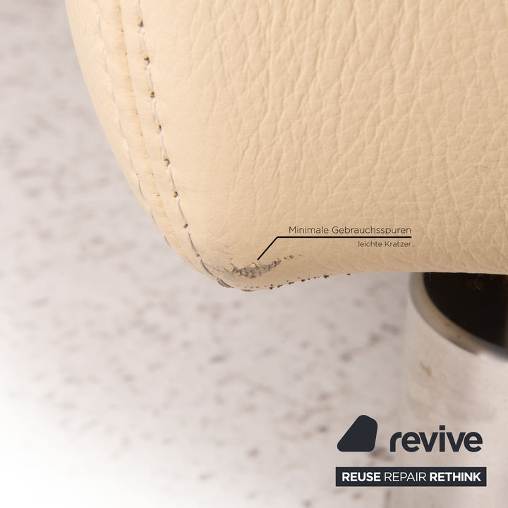 Koinor Rivoli Leder Sofa Garnitur Creme 1xZweisitzer 1xHocker Funktion