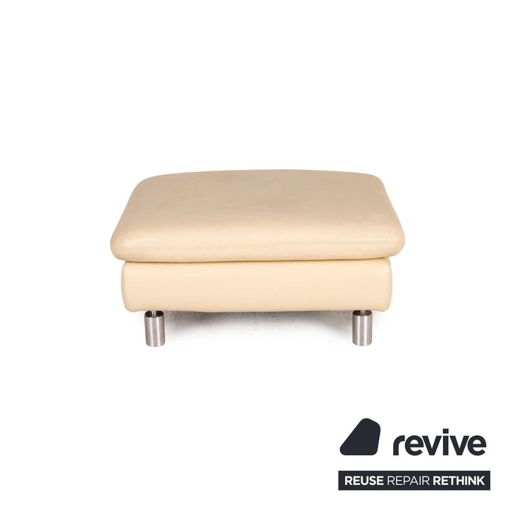 Koinor Rivoli Leder Sofa Garnitur Creme 1xZweisitzer 1xHocker Funktion