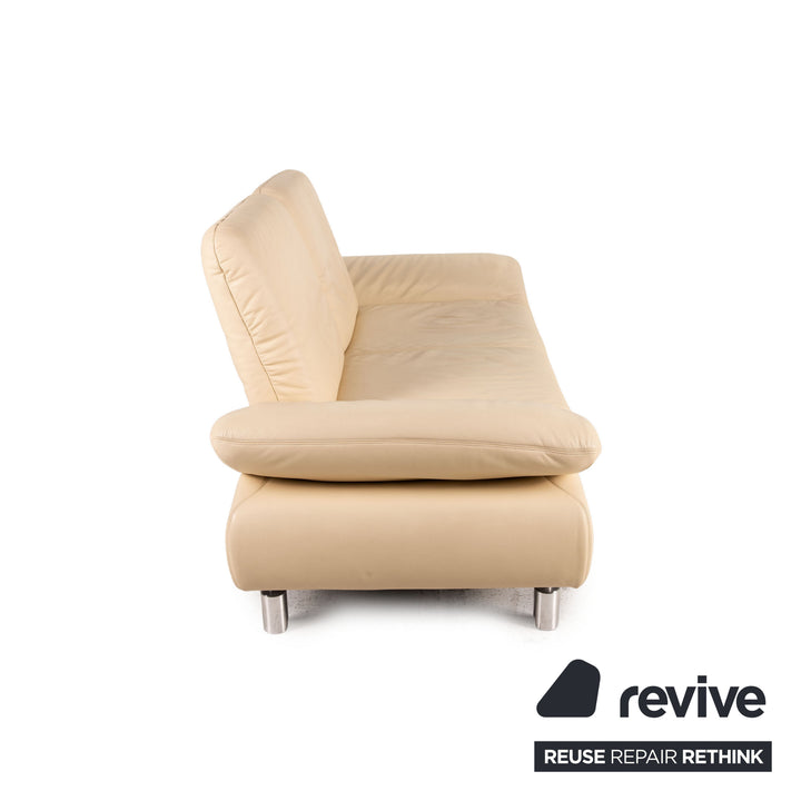 Koinor Rivoli Leder Sofa Garnitur Creme 1xZweisitzer 1xHocker Funktion