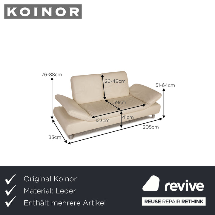 Koinor Rivoli Leder Sofa Garnitur Creme 2xZweisitzer Couch Funktion