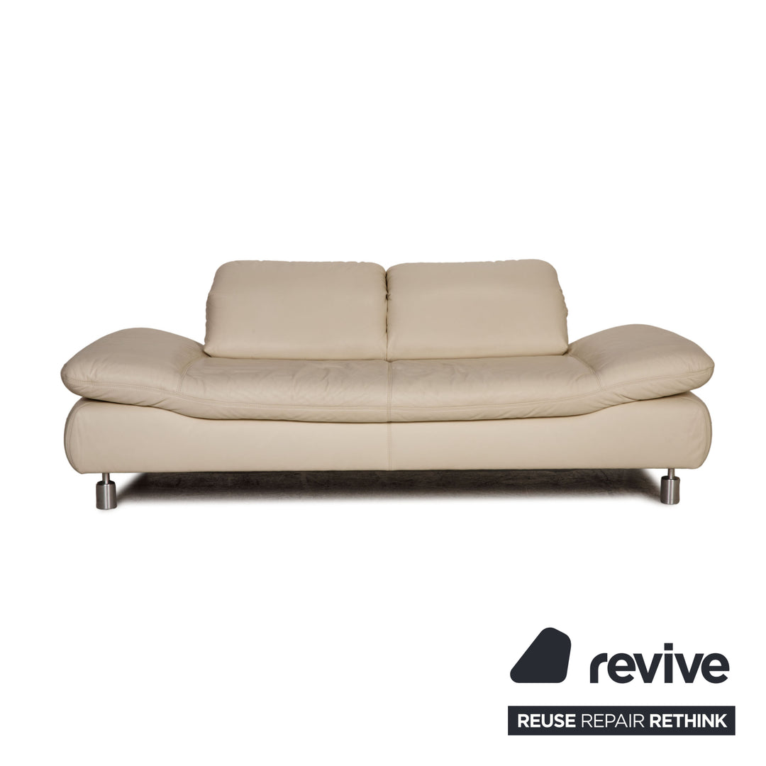 Koinor Rivoli Leder Sofa Garnitur Creme 2xZweisitzer Couch Funktion