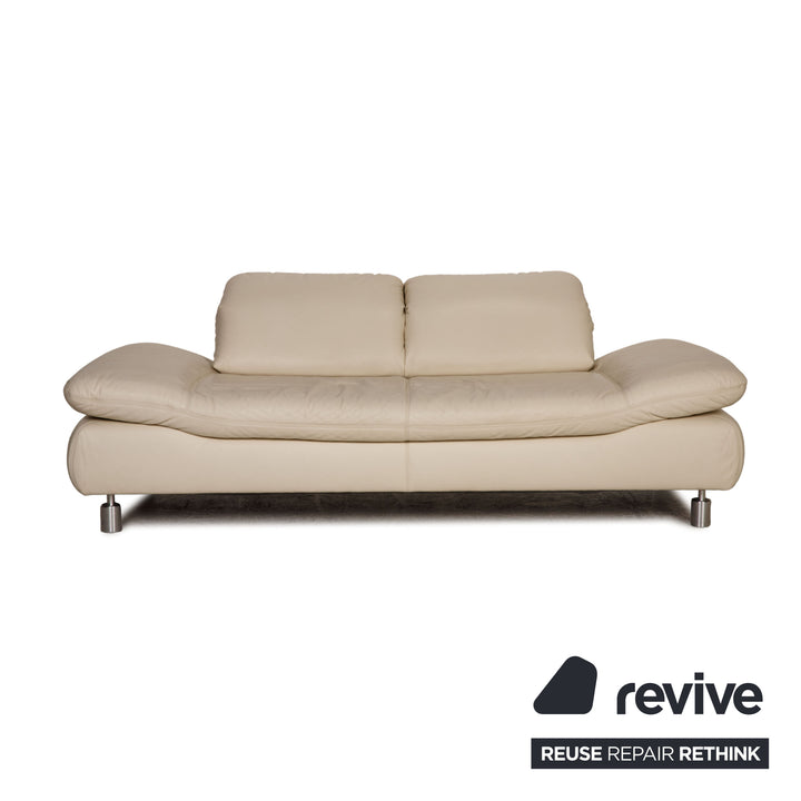 Koinor Rivoli Leder Sofa Garnitur Creme 2xZweisitzer Couch Funktion