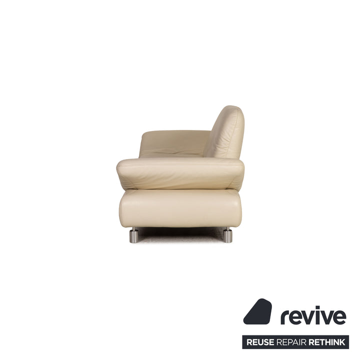Koinor Rivoli Leder Sofa Garnitur Creme Zweistzer Dreisitzer Hocker Funktion