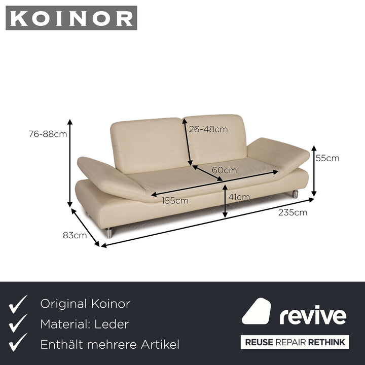 Koinor Rivoli Leder Sofa Garnitur Creme Zweistzer Dreisitzer Hocker Funktion