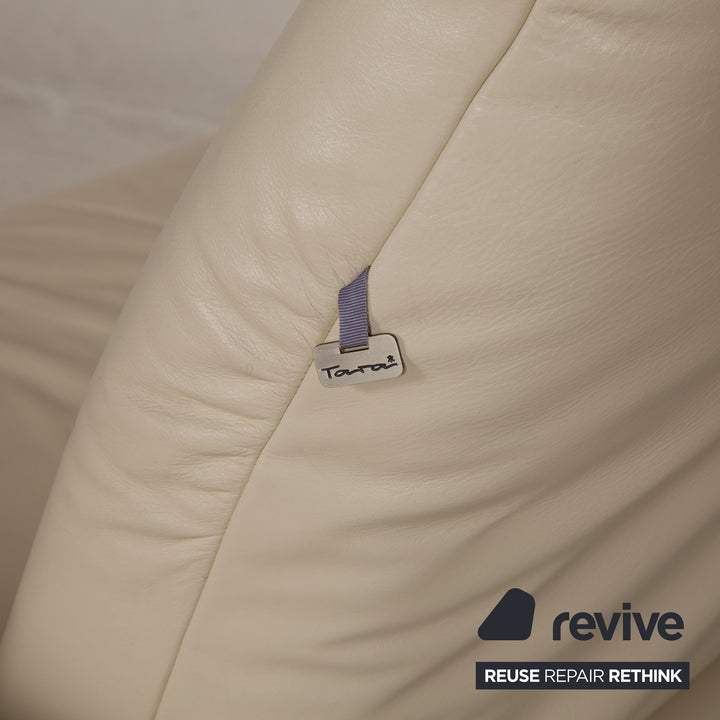 Koinor Rivoli Leder Sofa Garnitur Creme Zweistzer Dreisitzer Hocker Funktion