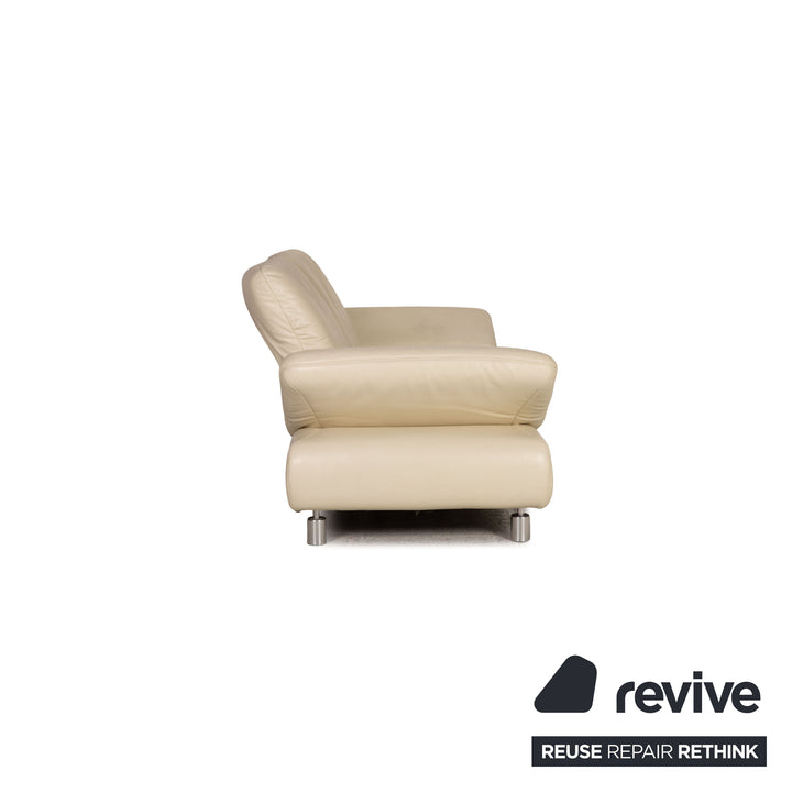 Koinor Rivoli Leder Sofa Garnitur Creme Zweistzer Dreisitzer Hocker Funktion