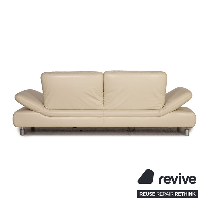 Koinor Rivoli Leder Sofa Garnitur Creme Zweistzer Dreisitzer Hocker Funktion