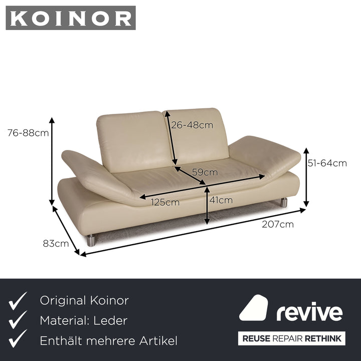 Koinor Rivoli Leder Sofa Garnitur Creme Zweistzer Dreisitzer Hocker Funktion