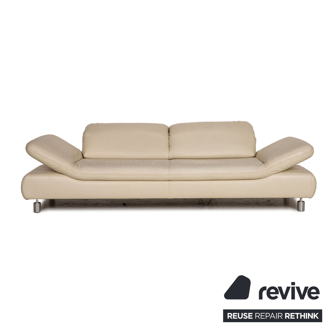 Koinor Rivoli Leder Sofa Garnitur Creme Zweistzer Dreisitzer Hocker Funktion
