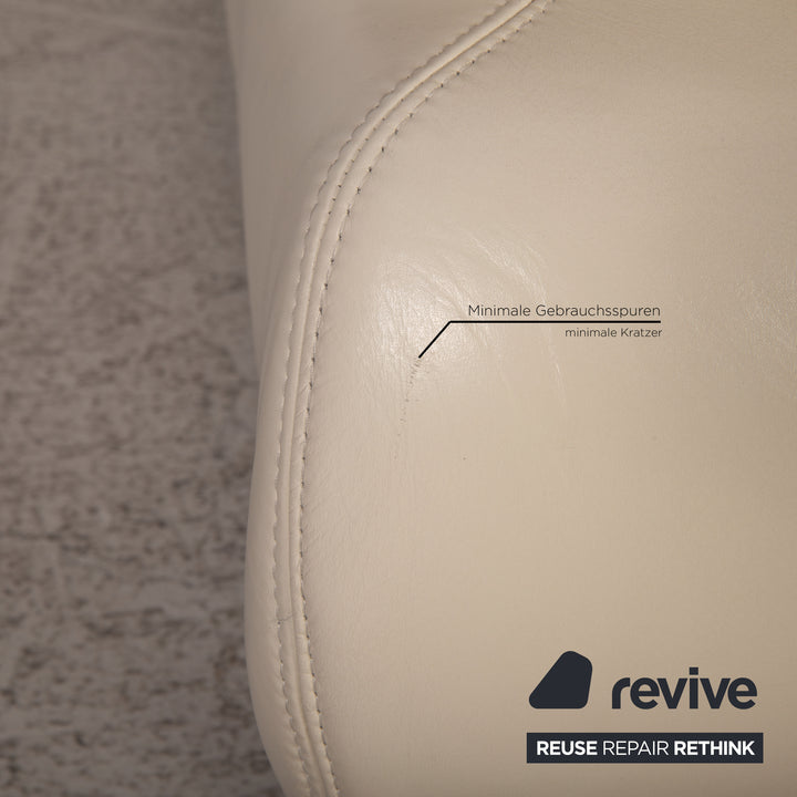 Koinor Rivoli Leder Sofa Garnitur Creme Zweistzer Dreisitzer Hocker Funktion