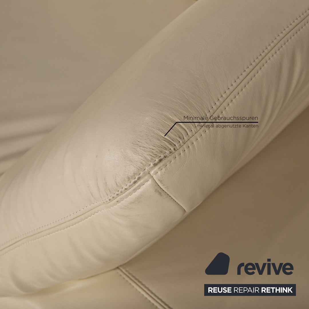 Koinor Rivoli Leder Sofa Garnitur Creme Zweistzer Dreisitzer Hocker Funktion