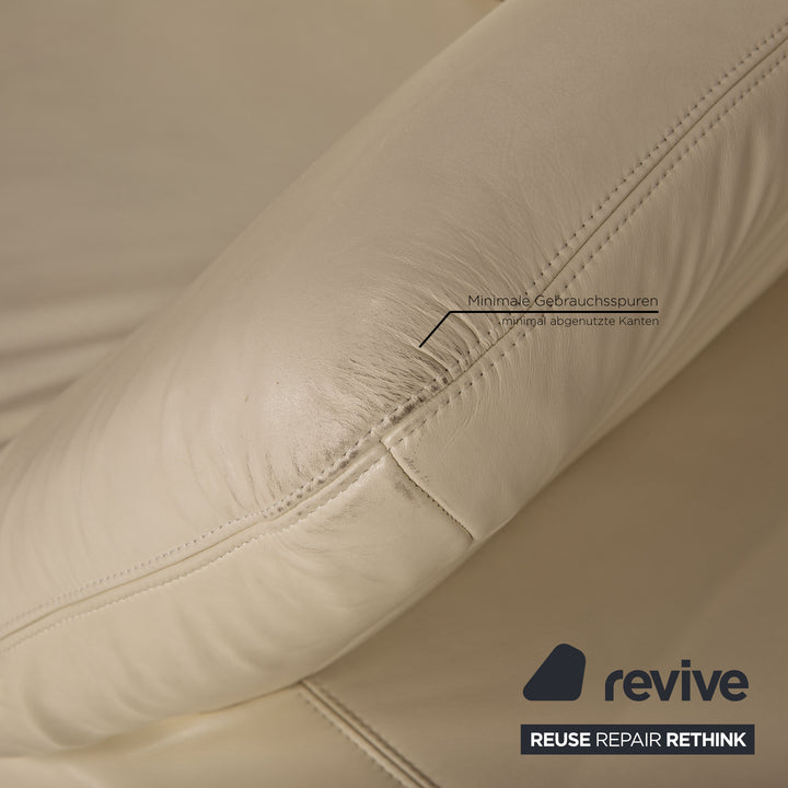 Koinor Rivoli Leder Sofa Garnitur Creme Zweistzer Dreisitzer Hocker Funktion