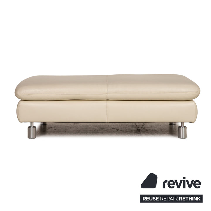 Koinor Rivoli Leder Sofa Garnitur Creme Zweistzer Dreisitzer Hocker Funktion