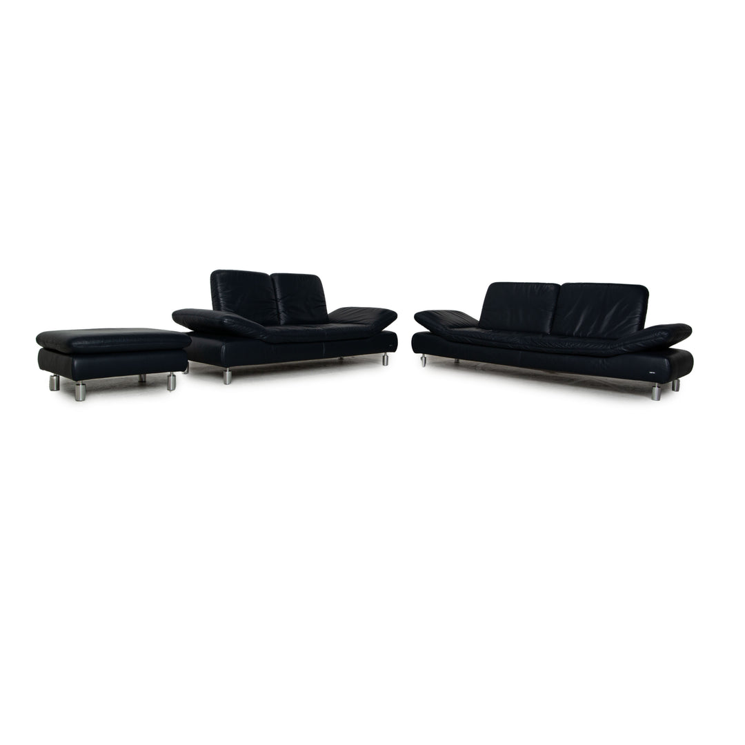 Koinor Rivoli Leder Sofa Garnitur Dunkelblau Dreisitzer Zweisitzer Sessel  Funktion
