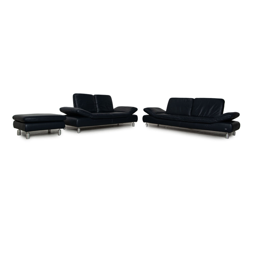 Koinor Rivoli Leder Sofa Garnitur Dunkelblau Dreisitzer Zweisitzer Sessel  Funktion