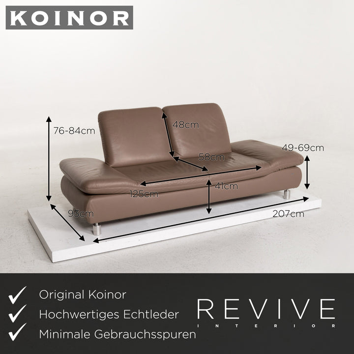 Koinor Rivoli Leather Sofa Gray Beige Brown Two Seater Couch #13403