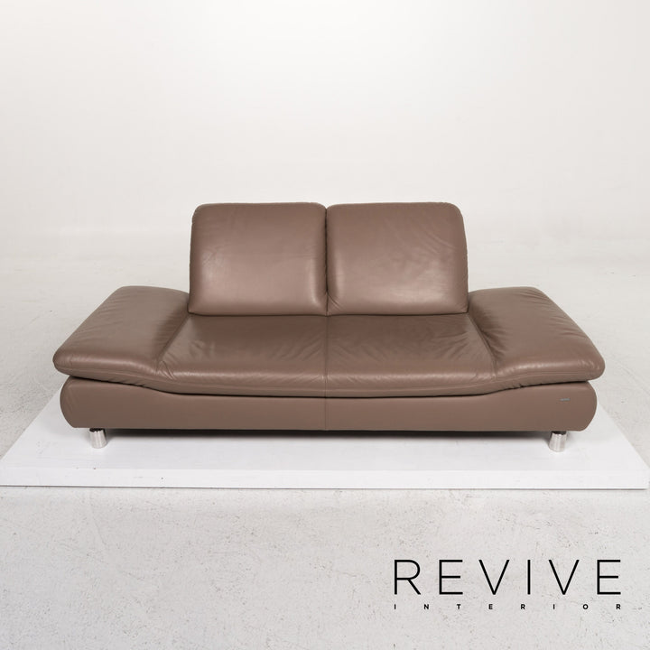 Koinor Rivoli Leder Sofa Graubeige Braun Zweisitzer Couch #13403
