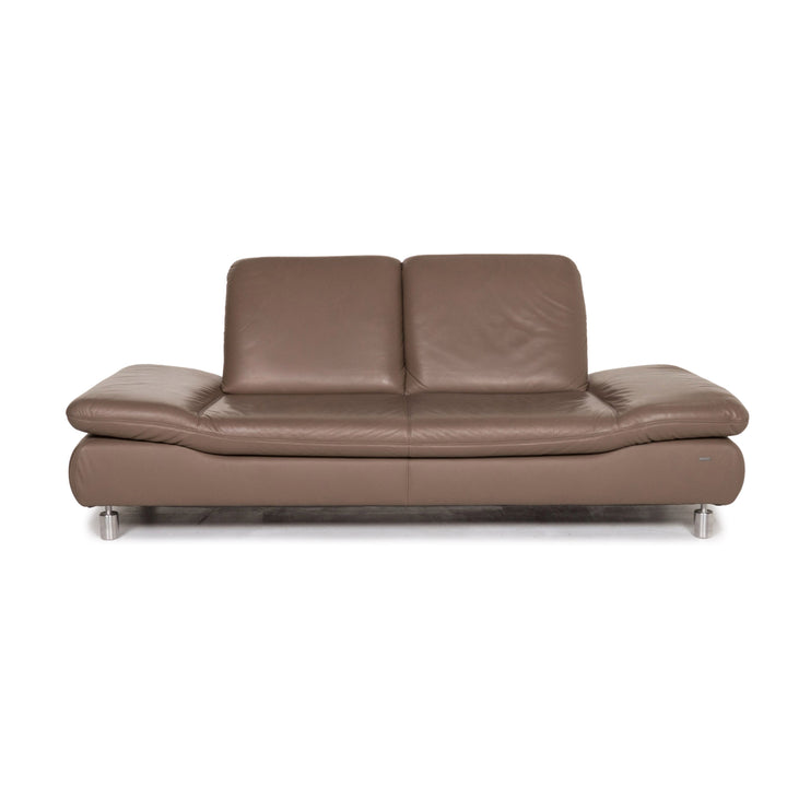 Koinor Rivoli Leather Sofa Gray Beige Brown Two Seater Couch #13403