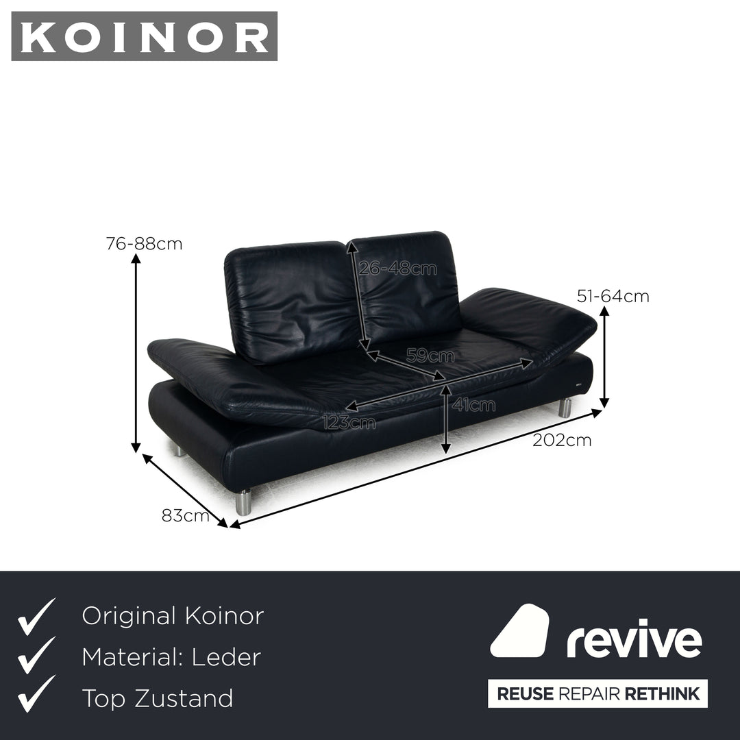Koinor Rivoli Leder Zweisitzer Dunkelblau Sofa Couch Funktion