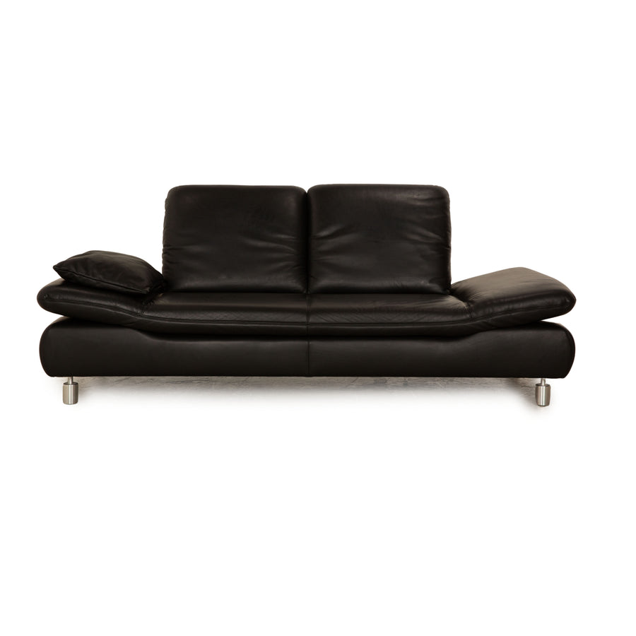 Koinor Rivoli Leather Two Seater Black Manual Function Sofa Couch