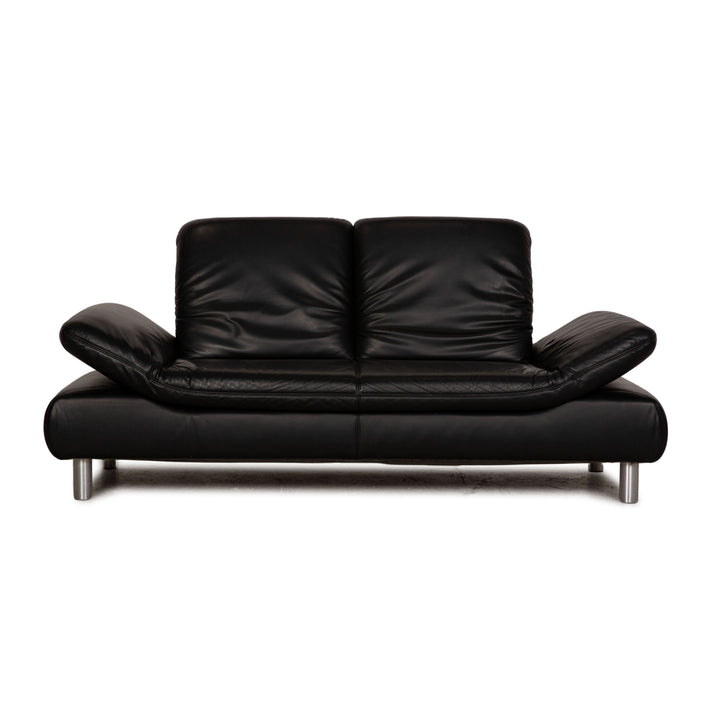 Koinor Rivoli Leather Two Seater Black Sofa Couch Function