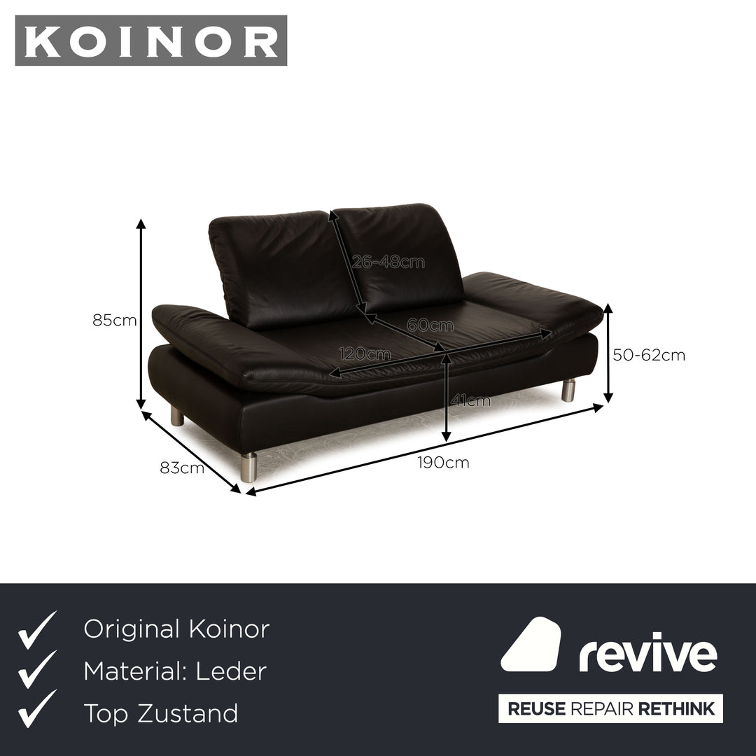 Koinor Rivoli Leder Zweisitzer Schwarz Sofa Couch manuelle Funktion