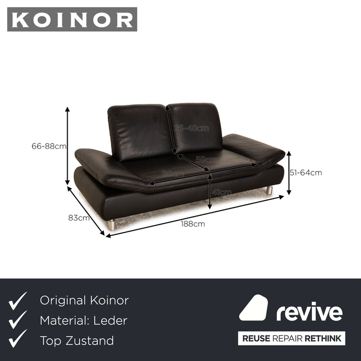 Koinor Rivoli Leder Zweisitzer Schwarz Sofa Couch manuelle Funktion