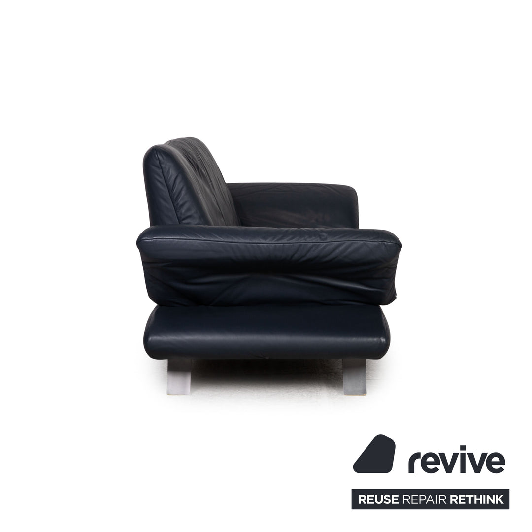 Koinor Rossini Leather Three Seater Dark Blue Sofa Couch