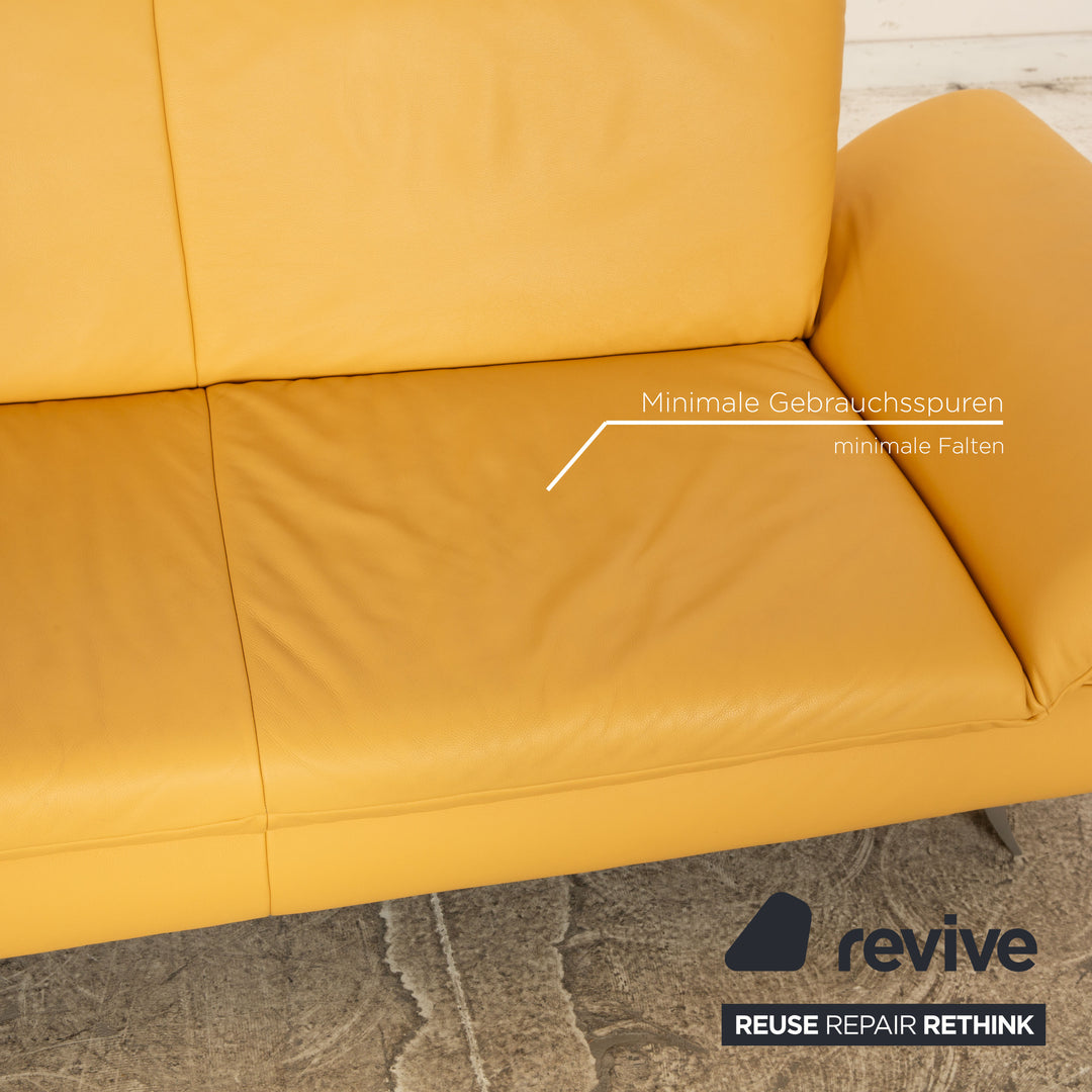 Koinor Rossini Leder Dreisitzer Gelb Sofa Couch manuelle Funktion