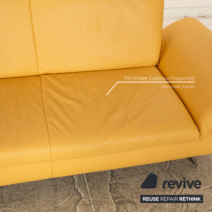 Koinor Rossini Leder Dreisitzer Gelb Sofa Couch manuelle Funktion